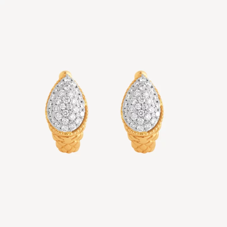 Golden Teardrop Diamond Hoops