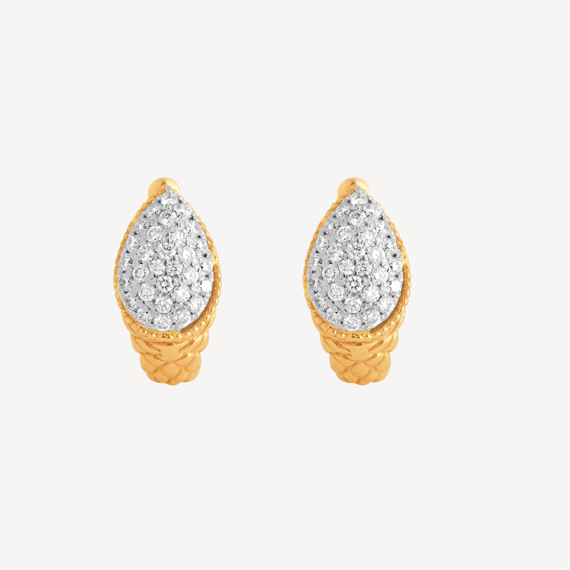 Golden Teardrop Diamond Hoops