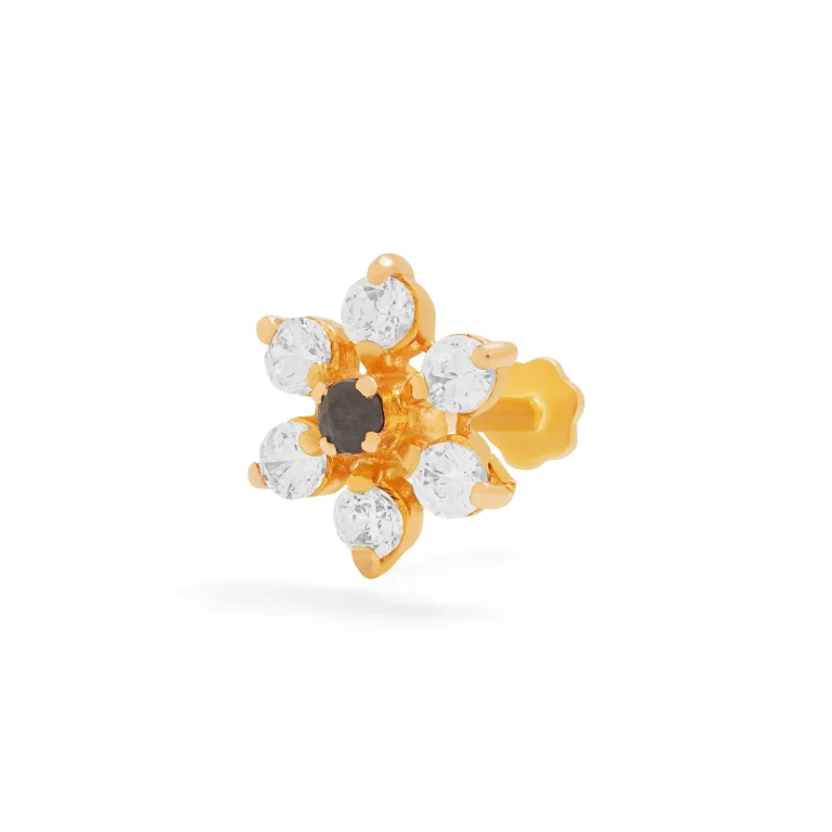 Noir Bloom Nose pin - Gold Nose pin - 1