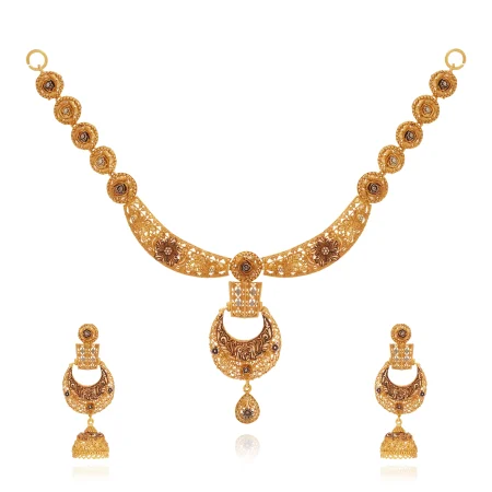 Aurielle Crest Necklace Set - Gold Necklace - 19