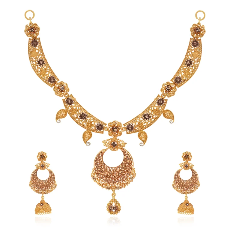 Roselle Crescent Necklace Set - Gold Necklace - 20