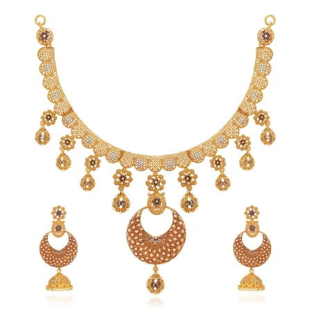 Zayra Cascade necklace Set - Golden Necklace - 22