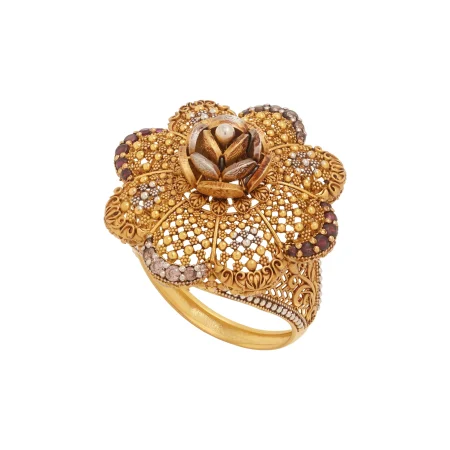 Blossom Crest Ring - Gold Ring - 7