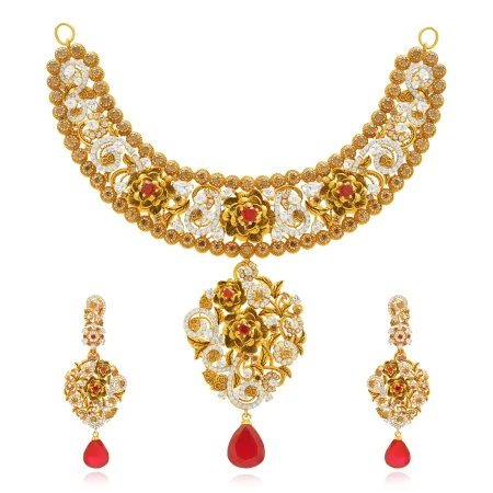 Crimson Bloom Necklace Set