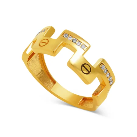 HexaLink Gold Ring