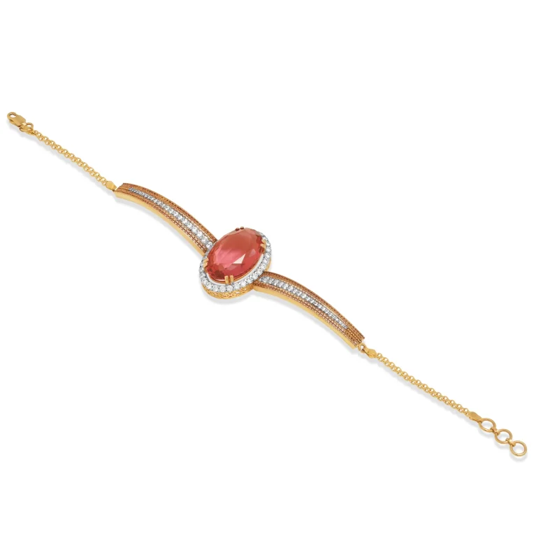 Oval Gem Gold Bracelet