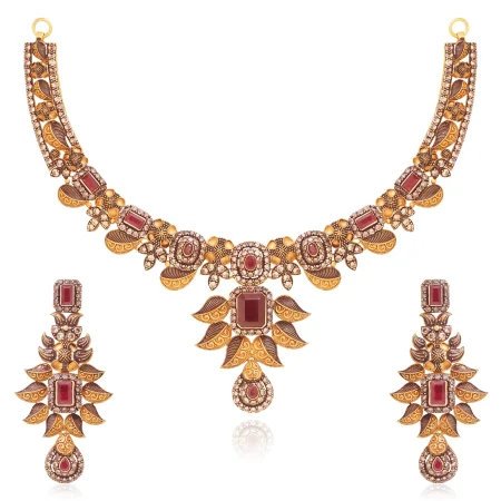 Ruby Foliage Necklace Set
