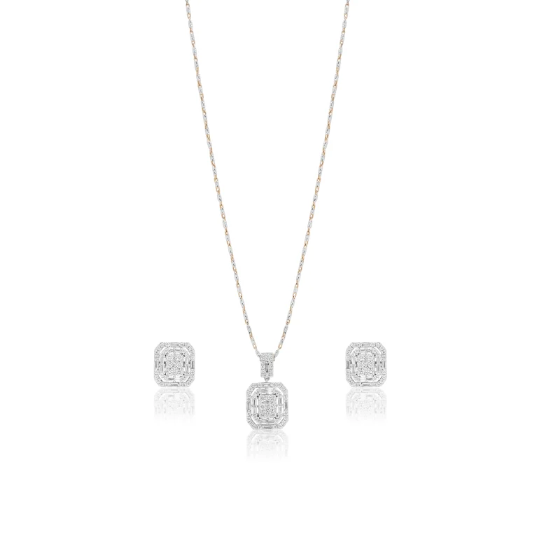 Square Diamond Locket Set