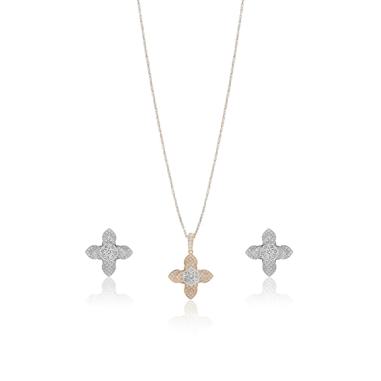 Petal Cross Diamond Locket Set