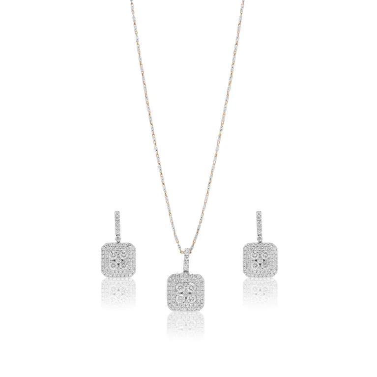 Imperial Square Diamond Locket Set