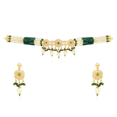 “Emerald Pearl Choker Set”