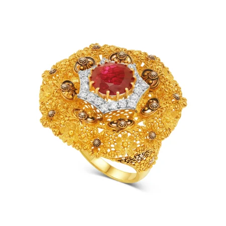 Regal Halo Gold Ring