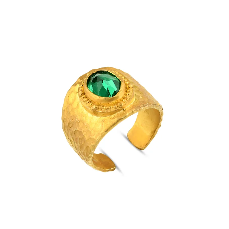 Green Sentinel Gold Ring
