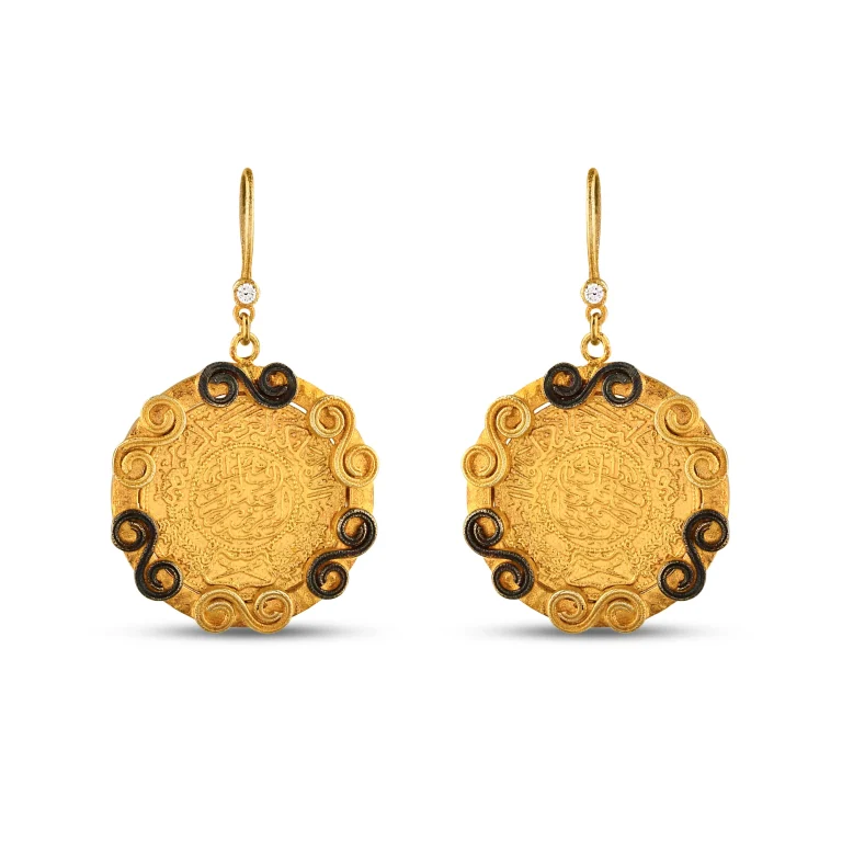 Calligraphy Gold Earrings