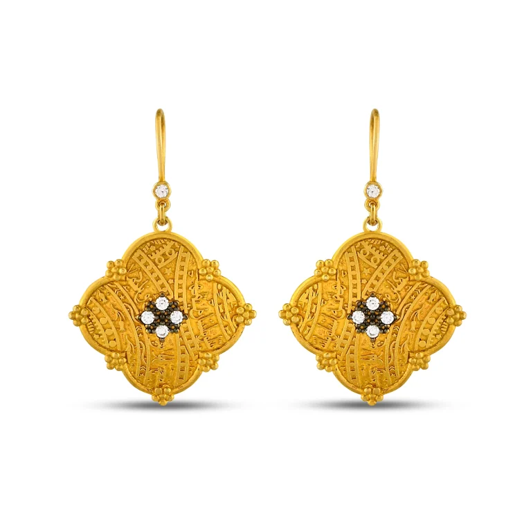 Serene Emblem Gold Earrings