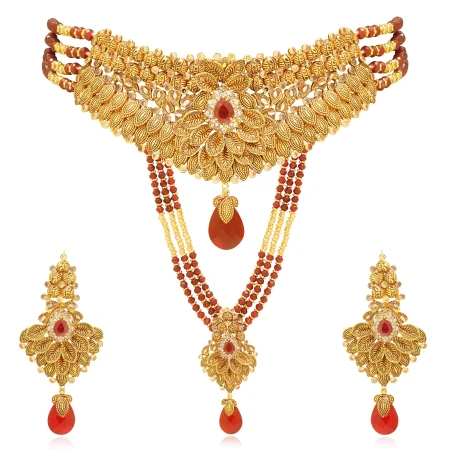 Crimson Petal Necklace & Mala Set