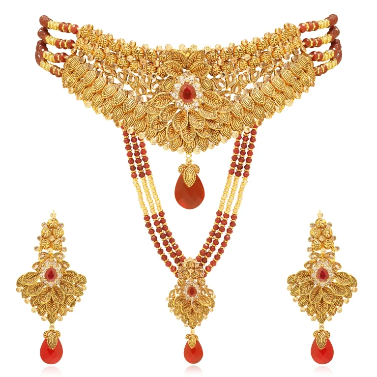 Crimson Petal Necklace & Mala Set