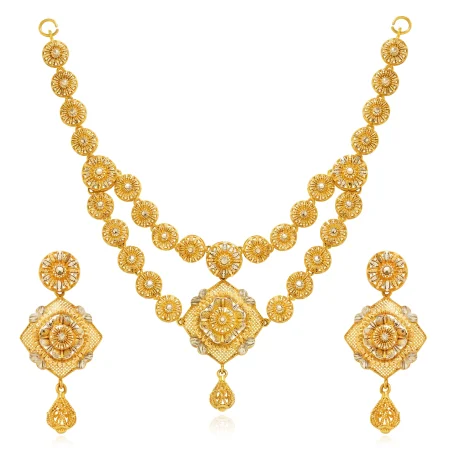 Radiant Petal Gold Necklace Set
